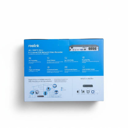REOLINK NVS8 NVR 12MP 4K ULTRA HD 8-CH BUILT IN POE + 6 BULLET AND 2 DOME CAMS