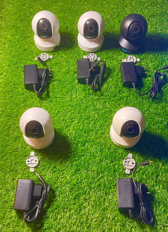 Reolink E1 v3 pack of 5 version with continuous recording 3mp 2way audio 360° moving ir night vision indoor camera with local stand and local adapter without box