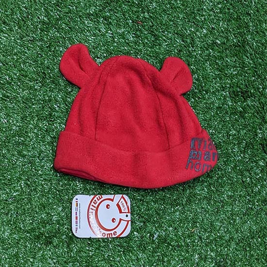 DOUBLE COTTON EAR COVER RED BABY CAP CM0152