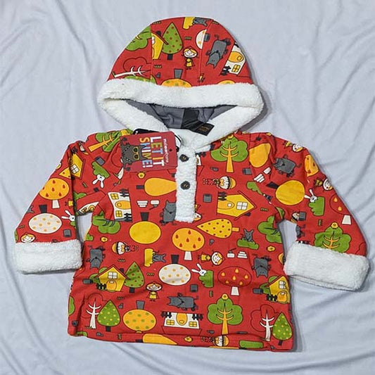 FULL SLEEVES COLOURFUL CARTOON HOODIE RED CM0112