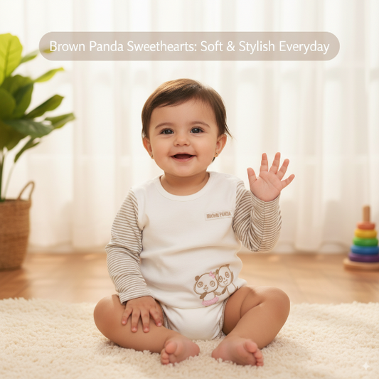 White Baby Shirt with Skin Brown Striped Sleeves – Organic Cotton Art number CM0019