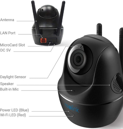 Reolink c1 pro 4mp dual band 2.4g and 5g 2 way audio ir night vision motion detection 355°vertical and 105°
 horizontal pantilt 
With box complete accessories